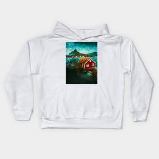 Aurora lights in Lofoten island Kids Hoodie